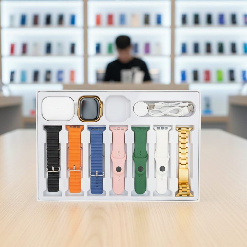 Ultra smartwatch with wireless earbuds and silicone case cover