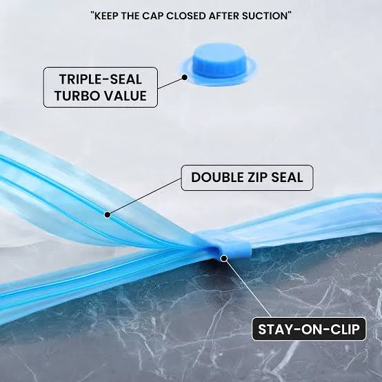 Close-up of a blue silicone seal with labeled features on a gray background