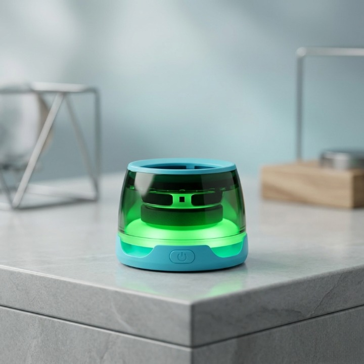 G200 magnetic bluetooth speaker attached to phone on table
