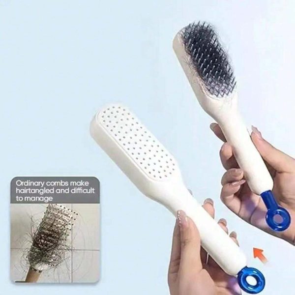 one push button hair removal mechanism self cleaning comb