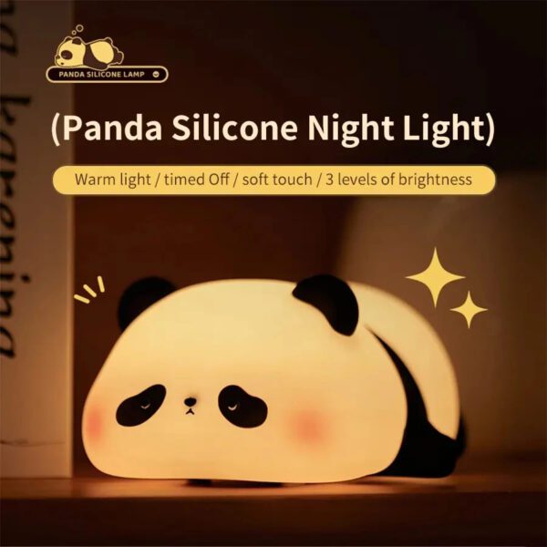 Soft squeezable panda touch lamp bedside light