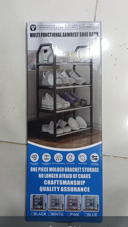 Portable 4 tier shoe organizer stand for entryway and closet