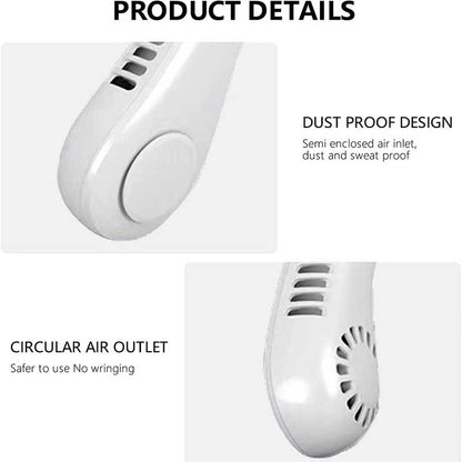 Product details of a white hair dryer with dust proof design and circular air outlet on a white background.