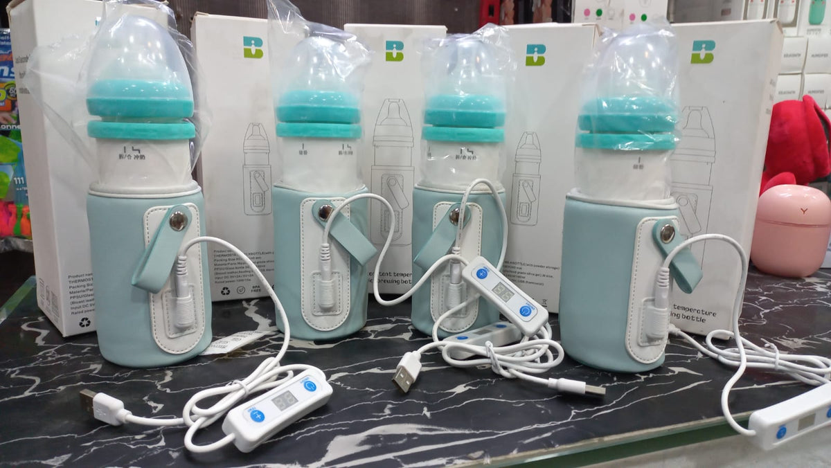 USB Baby Bottle Warmer | Adjustable Temperature Display | Portable Milk Warmer Sleeve for Car, Power Bank & Travel