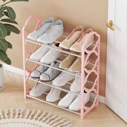 Lightweight metal and plastic body shoe rack with cover