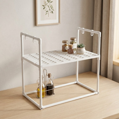 Heavy duty rust-proof 2-tier kitchen shelf and jar holder