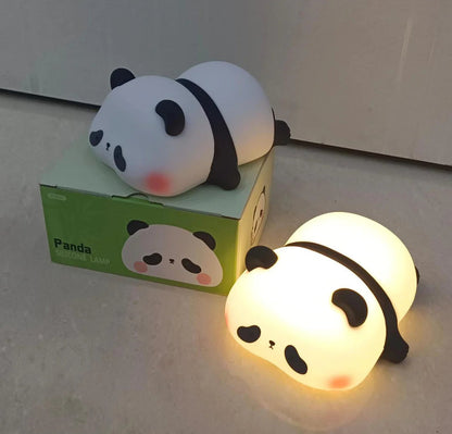Portable USB rechargeable panda silicone LED night light