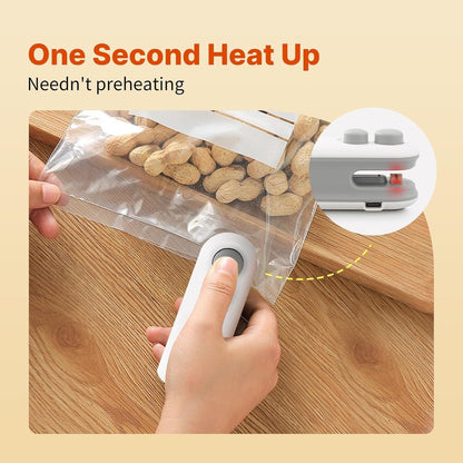 Portable USB rechargeable heat sealer and cutter for food bags