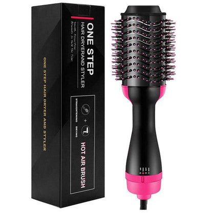 One Step Hair Dryer and Volumizer black and pink packaging box