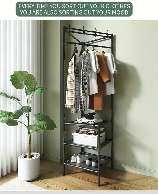 Multifunctional Corner Coat Rack with 3 storage layers ARISHBA Store