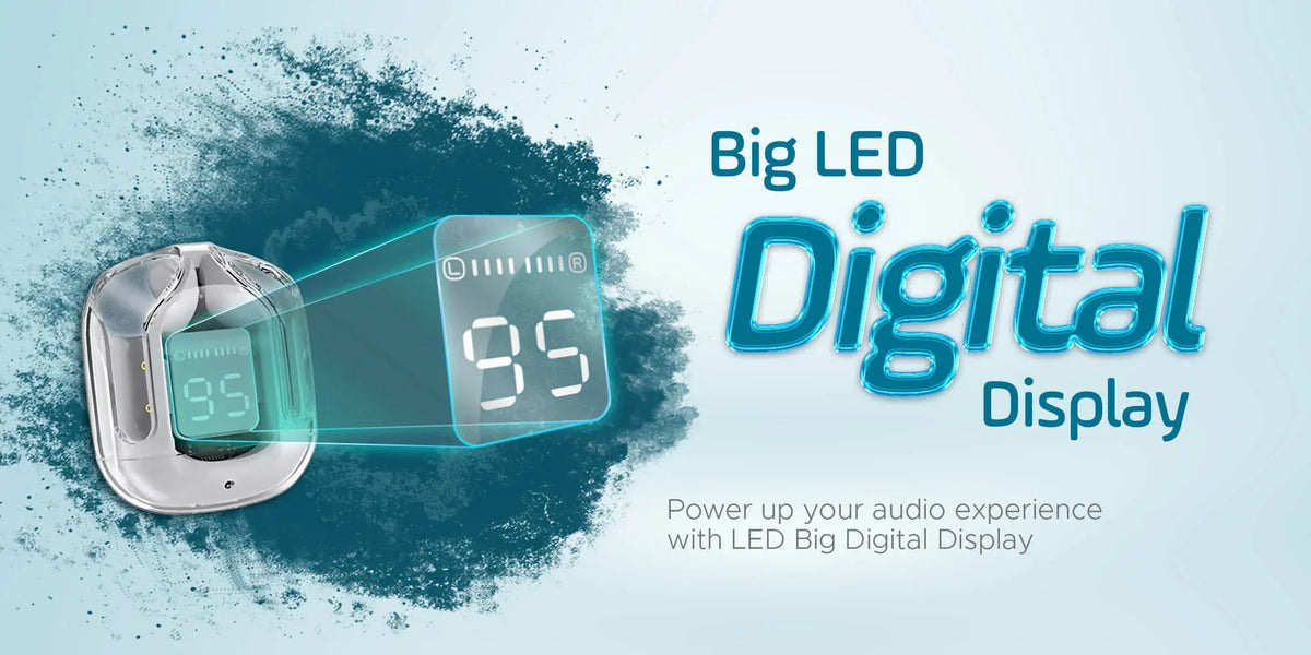 Digital display with LED big digital display on a blue background