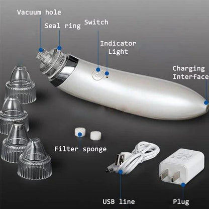 rechargeable face blackhead remover with interchangeable heads