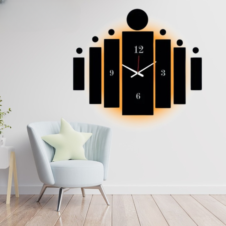 Modern wall clock with unique design in a living room setting