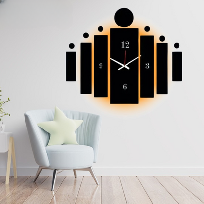 Modern wall clock with unique design in a living room setting