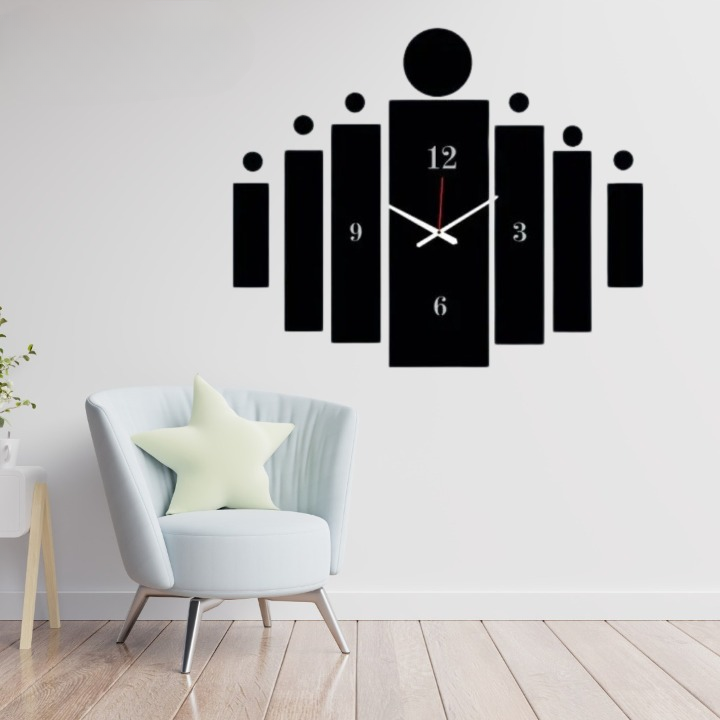 Modern wall clock with unique design in a living room setting