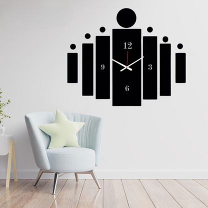 Modern wall clock with unique design in a living room setting