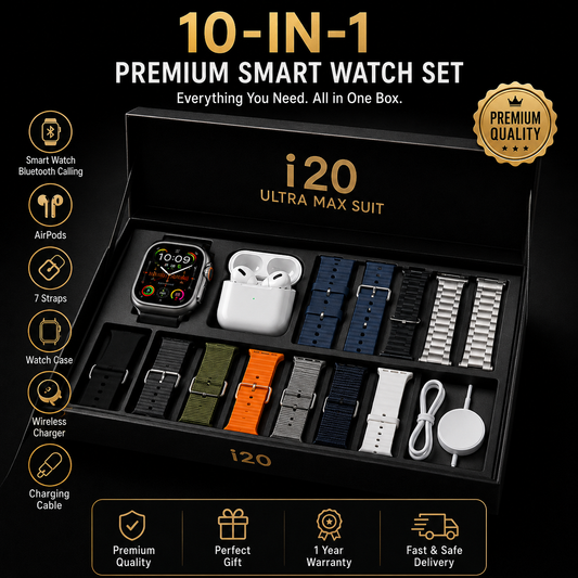 i20 Ultra Max Suit 10 in 1 Smart Watch Set with Wireless Earbuds ARISHBA Store
