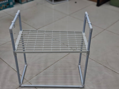 Space saving carbon steel microwave oven shelf for countertop