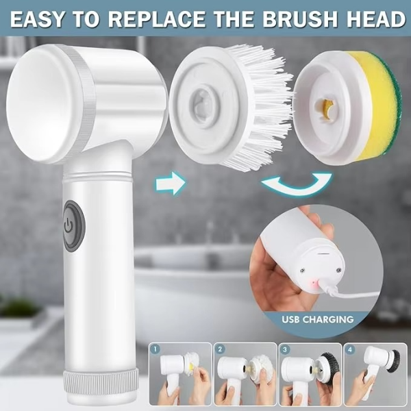 rechargeable electric cleaning brush for bathroom tiles and bathtub