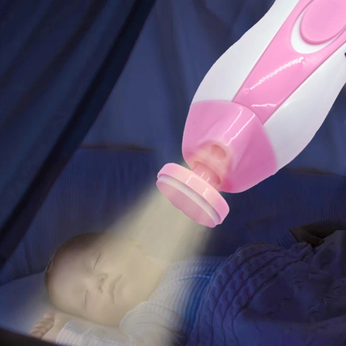 whisper quiet electric baby nail trimmer with soft front light for night use
