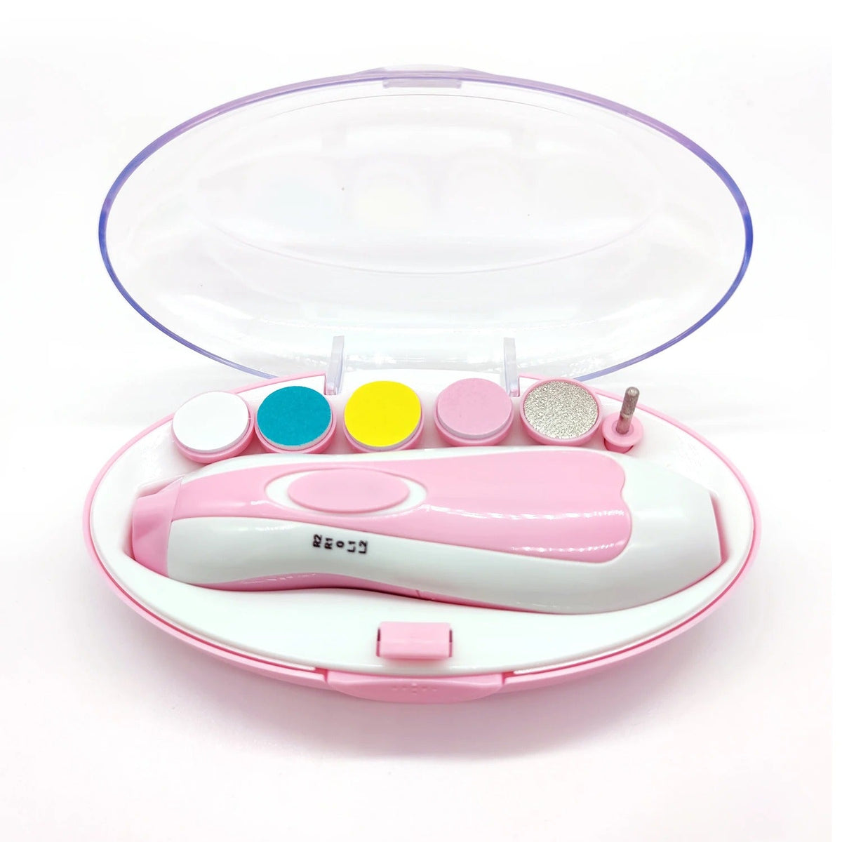 portable pink baby nail trimmer kit with interchangeable pads