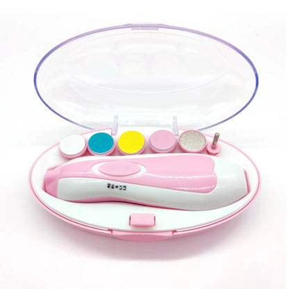 portable pink baby nail trimmer kit with interchangeable pads