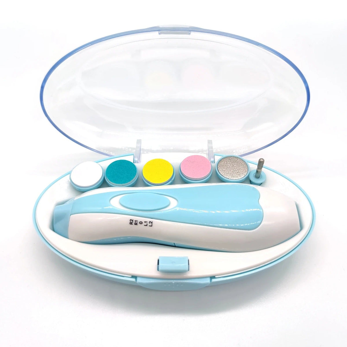 portable blue baby nail trimmer kit with interchangeable pads