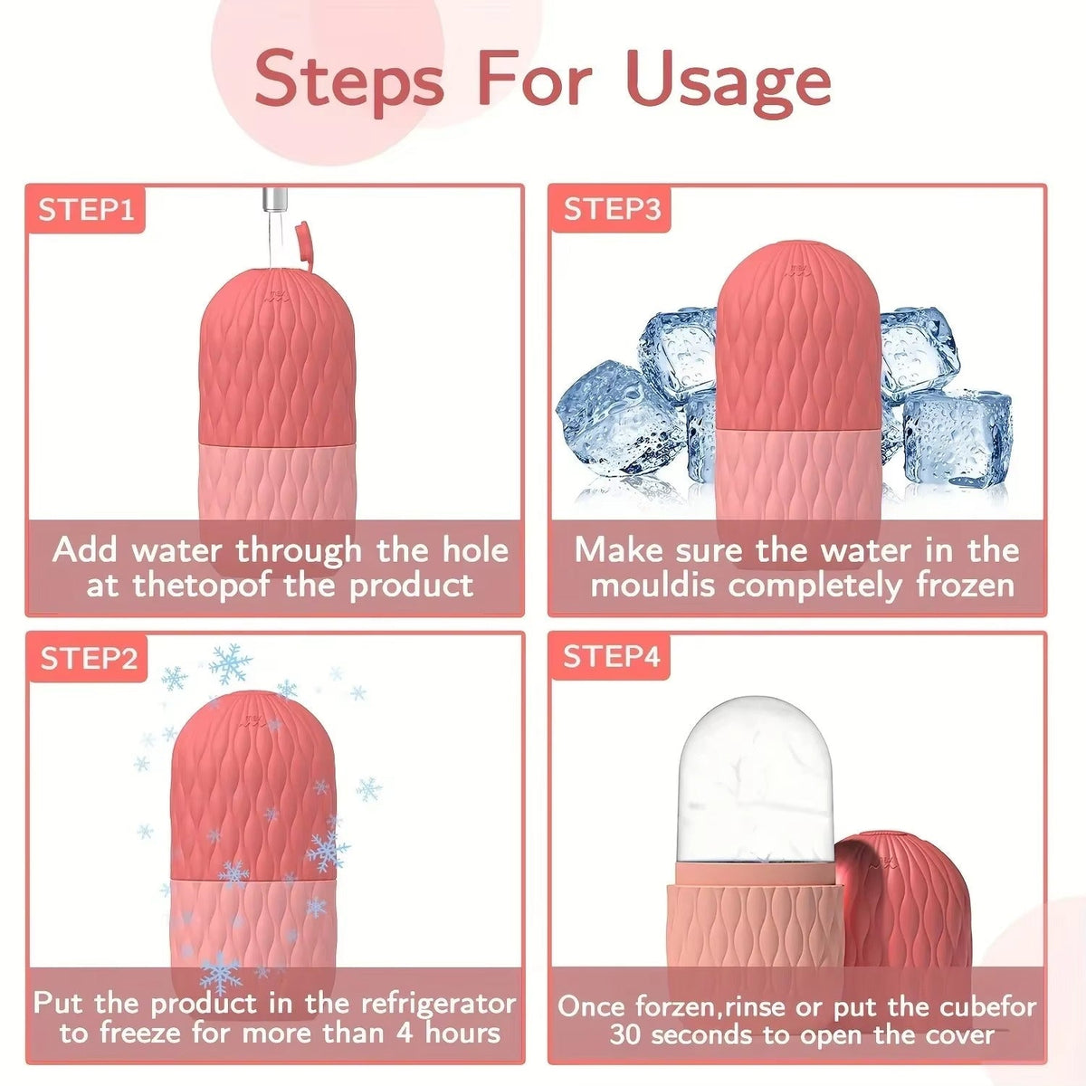 bpa free silicone ice face mold with textured cleansing scrub