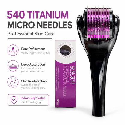 540 titanium micro needles derma roller in protective storage case