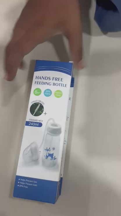 Handsfree Baby Feeding Bottle 240ml with Silicone Tube & Nipple | BPA-Free