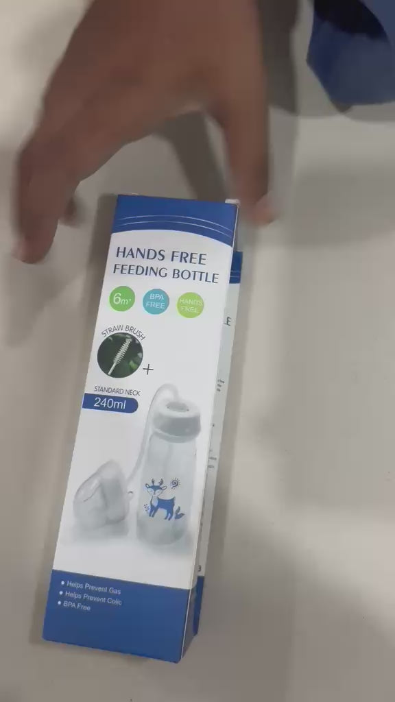 Handsfree Baby Feeding Bottle 240ml with Silicone Tube & Nipple | BPA-Free