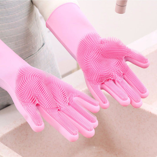 2pcs silicone dishwashing gloves with built in scrubber arishba store
